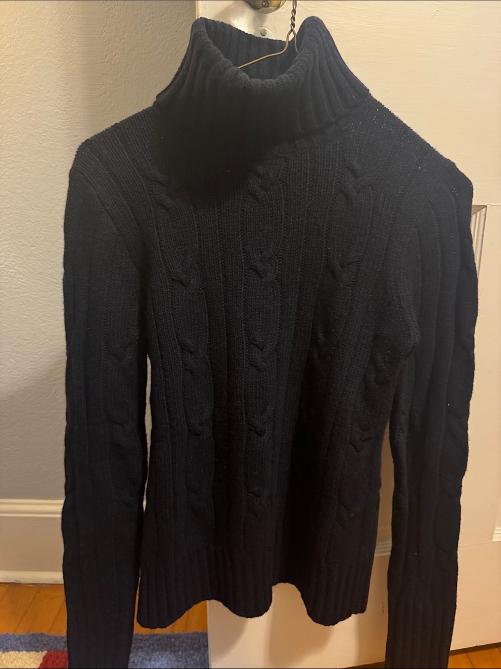 J. Crew Navy Cable Knit Turtleneck Sweater